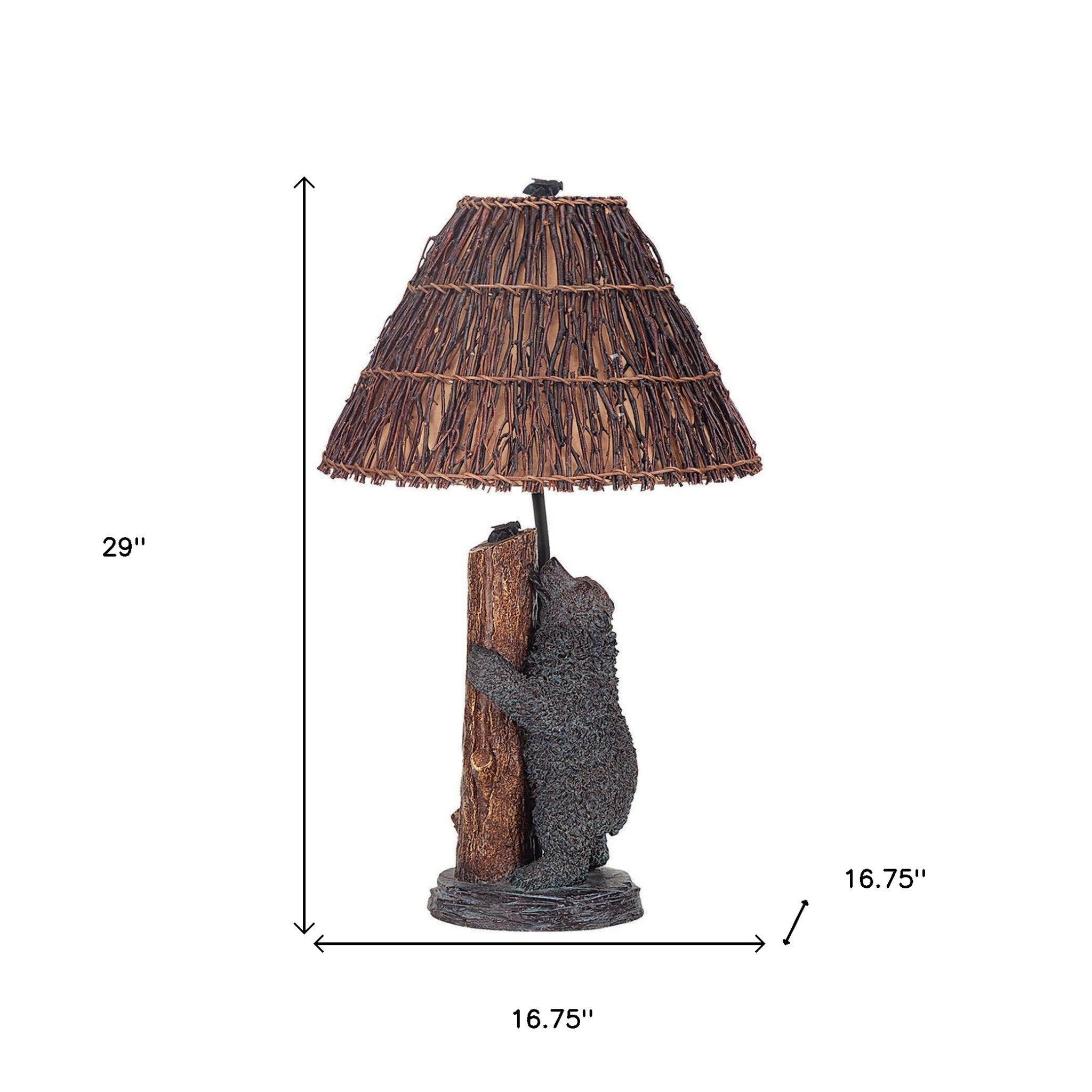 29" Bronze Table Lamp With Brown Empire Shade