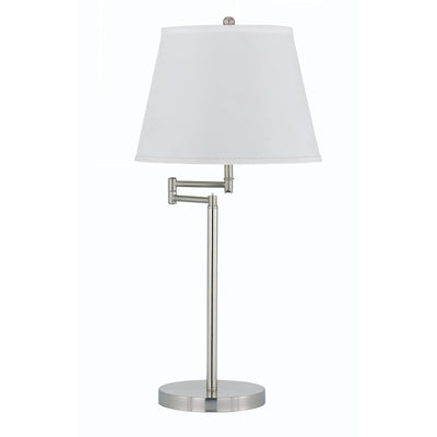 28" Nickel Metal Table Lamp With Off White Empire Shade 