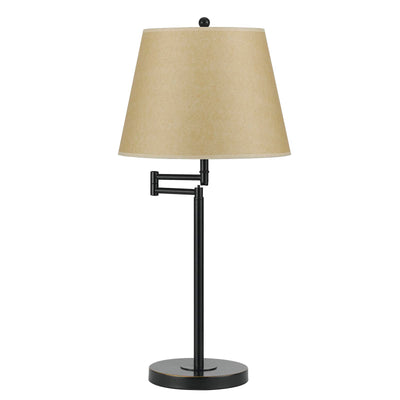 27" Bronze Metal Table Lamp With Tan Empire Shade 