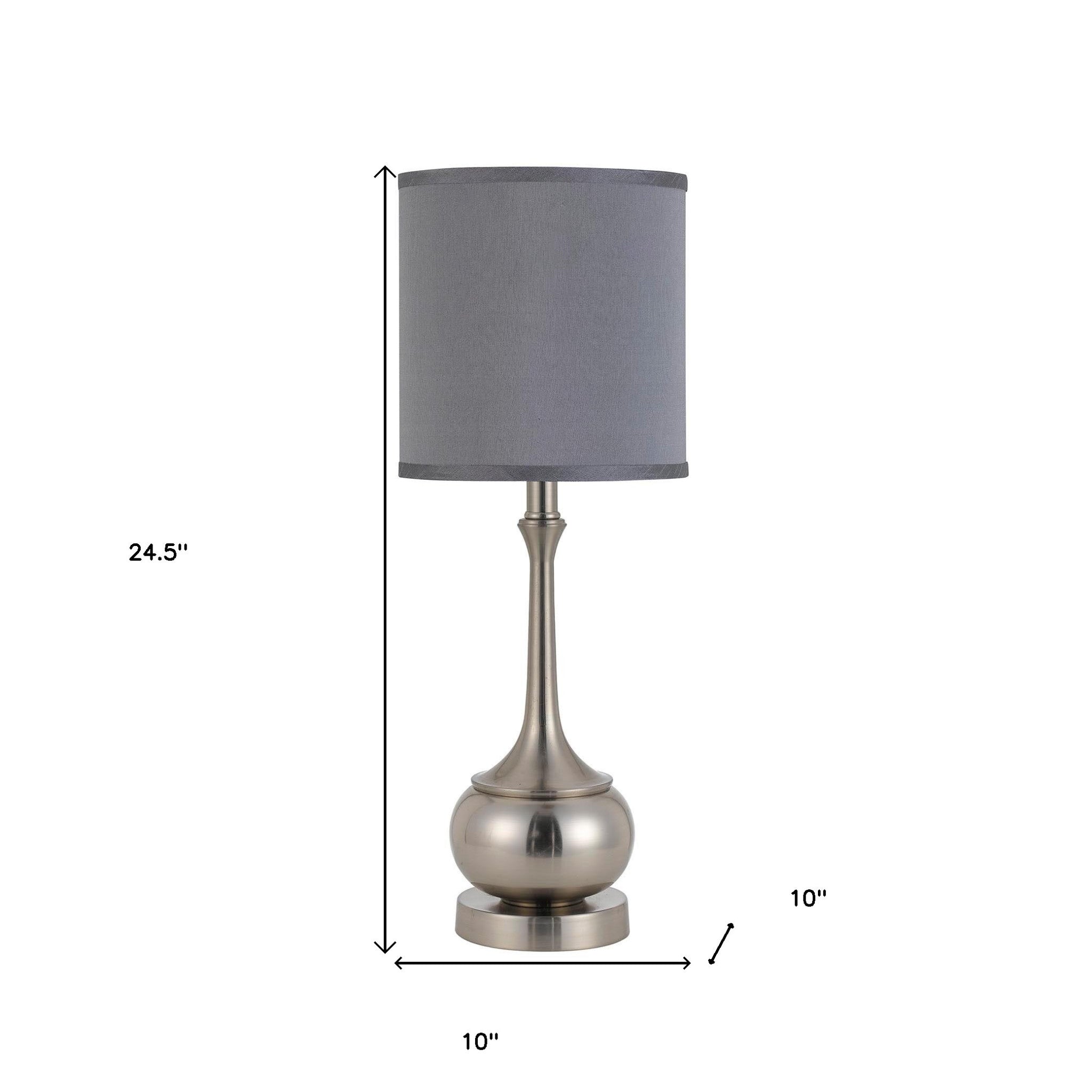 25" Nickel Metal Table Lamp With Taupe Cone Shade 