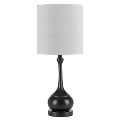 25" Bronze Metal Table Lamp With Beige Drum Shade 