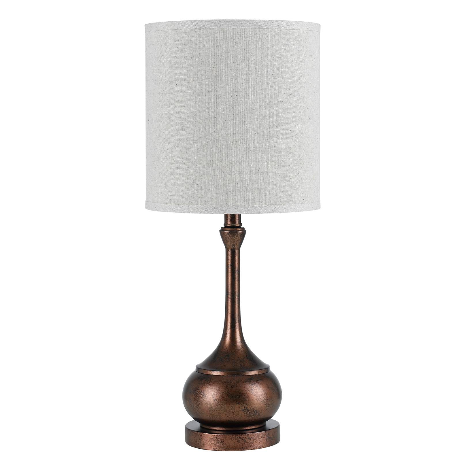 25" Rust Metal Table Lamp With Sand Drum Shade