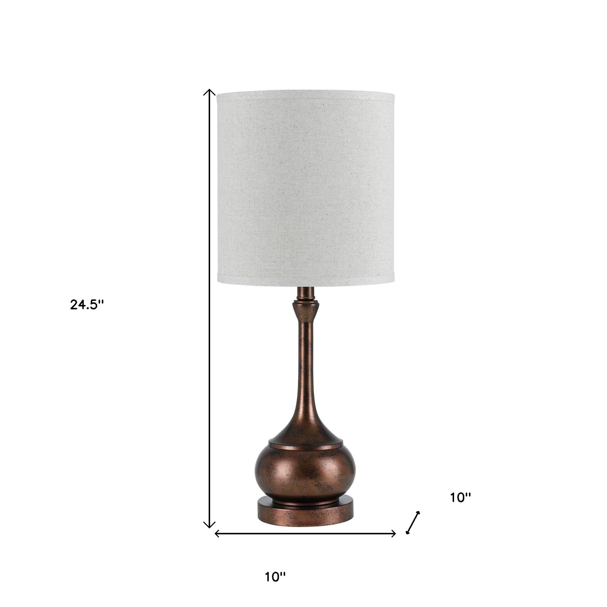 25" Rust Metal Table Lamp With Sand Drum Shade