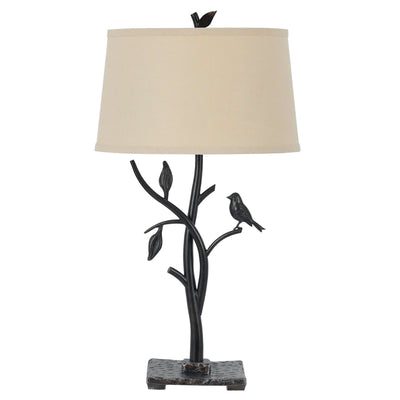 29" Tan Metal Table Lamp With Tan Empire Shade 
