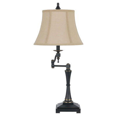31" Bronze Metal Table Lamp With Beige Empire Shade 