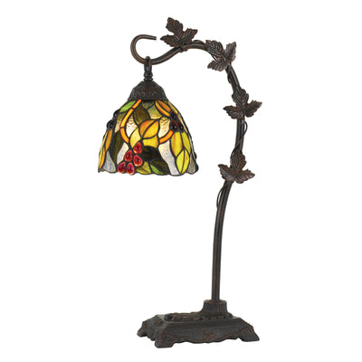 24" Bronze Metal Table Lamp With Green Dome Shade 