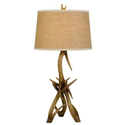 33" Brown Antlers Table Lamp With Brown Empire Shade 