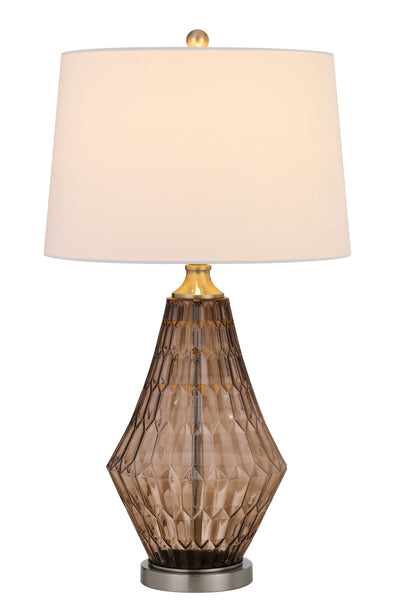 31" Gray Metal Table Lamp With Off White Empire Shade 