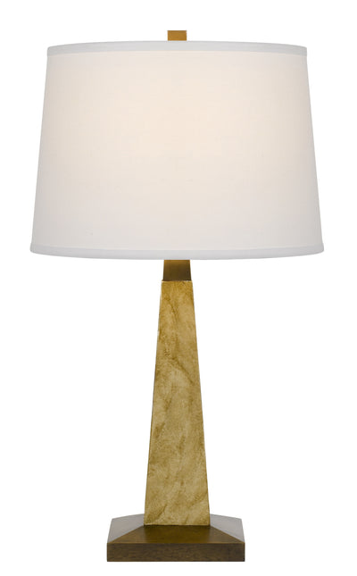 28" Brown Table Lamp With Off White Empire Shade 