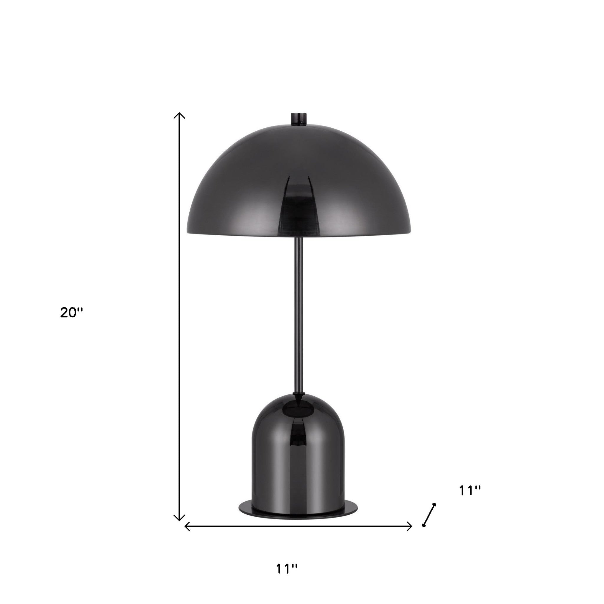 20" Gunmetal Metal Desk Table Lamp With Gunmetal Dome Shade 
