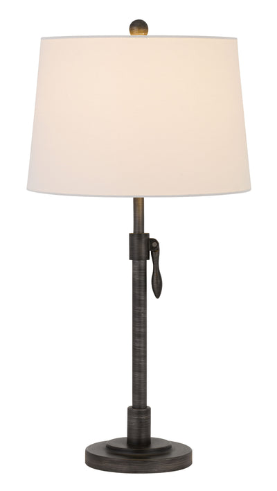 30" Silver Metal Adjustable Table Lamp With Off White Empire Shade 