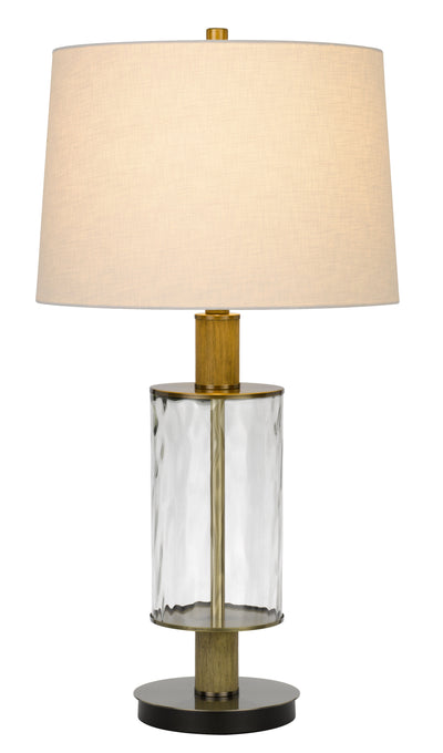 31" Clear Metal Table Lamp With White Empire Shade 