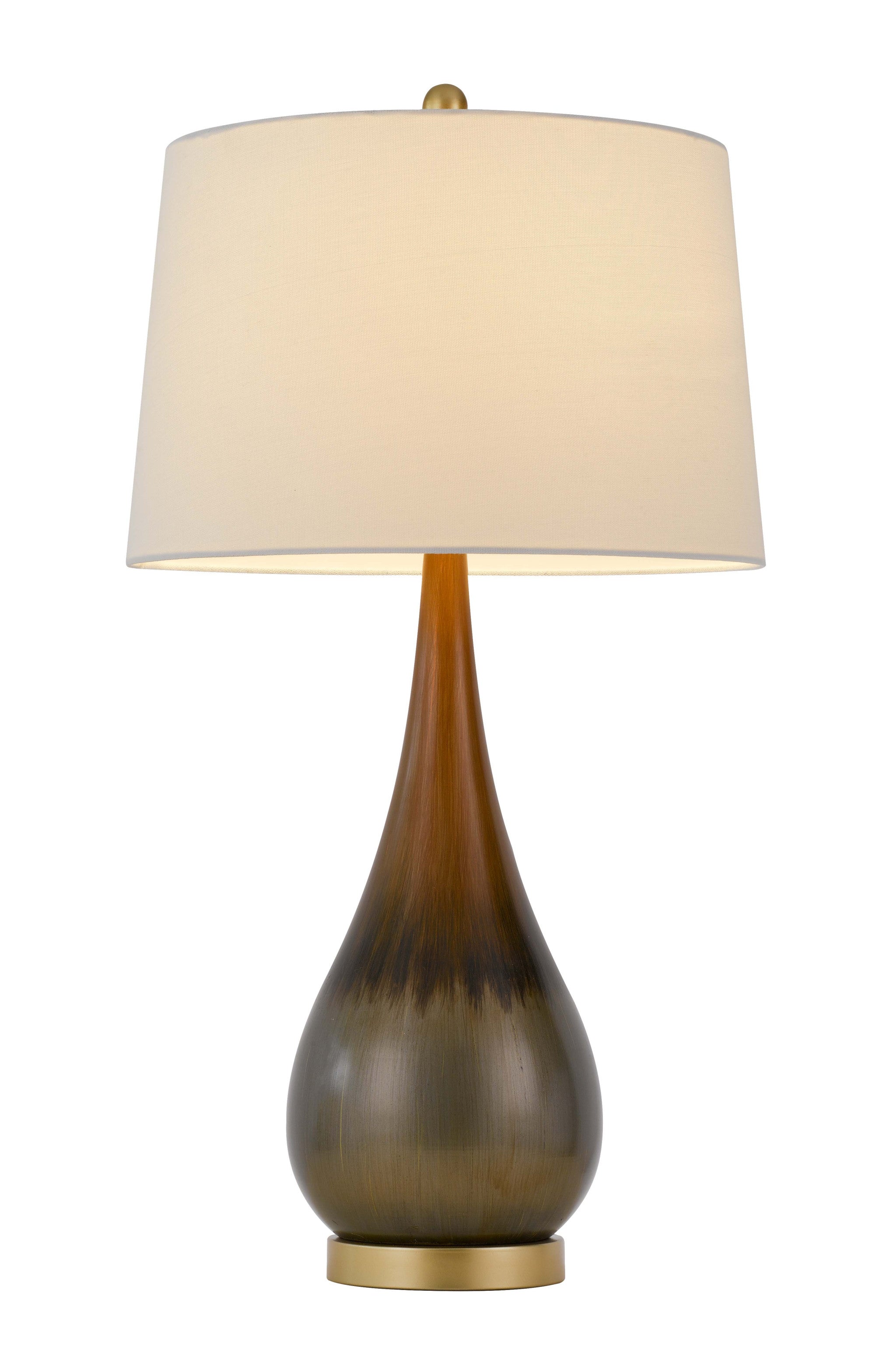 30" Taupe Metal Table Lamp With White Empire Shade