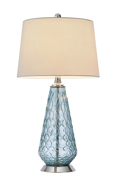27" Aqua Glass Table Lamp With White Empire Shade 
