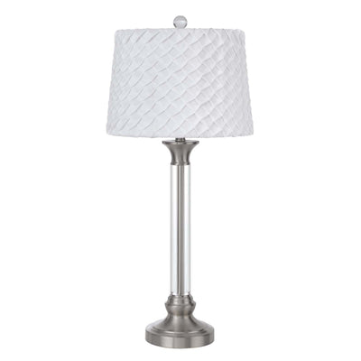 32" Nickel Metal Table Lamp With White Empire Shade 