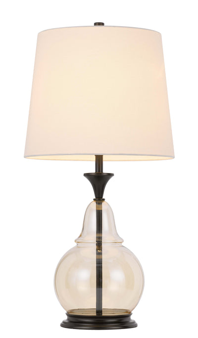 28" Clear Metal Table Lamp With White Empire Shade 
