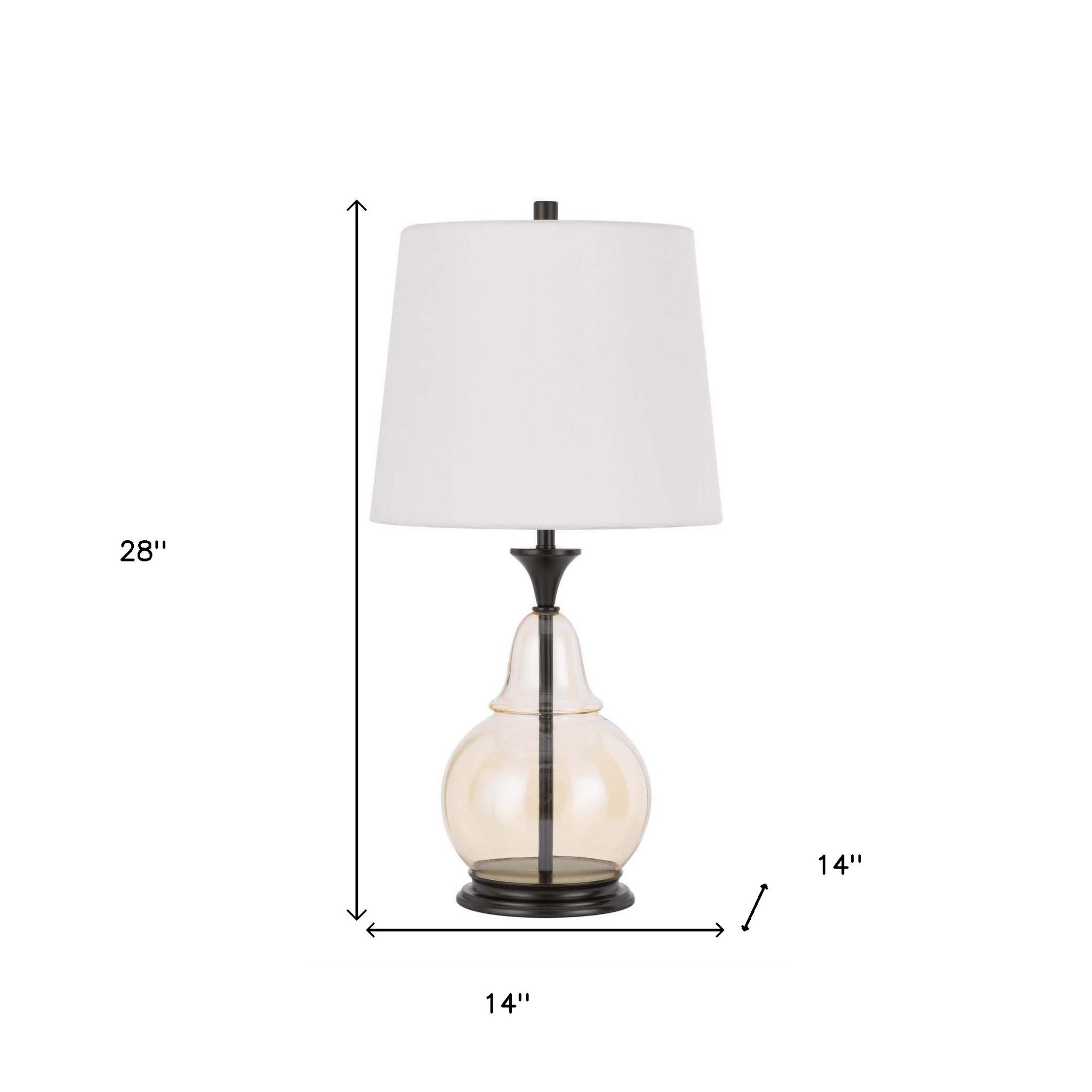 28" Clear Metal Table Lamp With White Empire Shade 