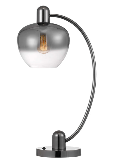 27" Gunmetal Metal Table Lamp With Silver Metallic Globe Shade 