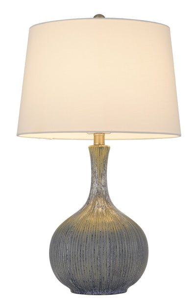 25" Stone Ceramic Table Lamp With White Empire Shade 