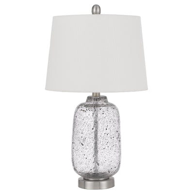 24" Nickel Metal Table Lamp With White Empire Shade 