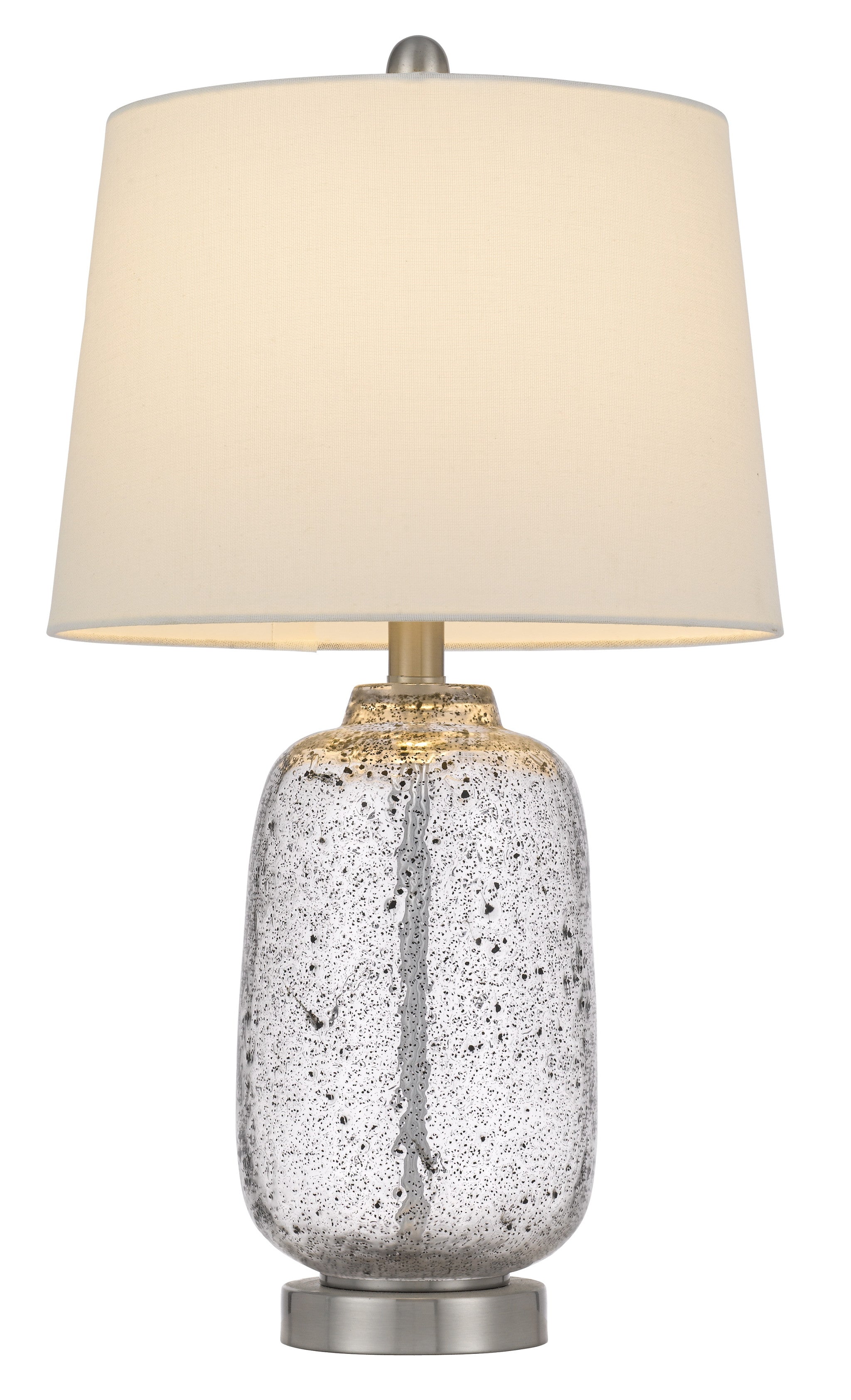 24" Nickel Metal Table Lamp With White Empire Shade