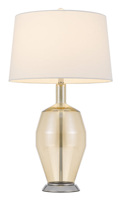 29" Orange Metal Table Lamp With White Drum Shade 