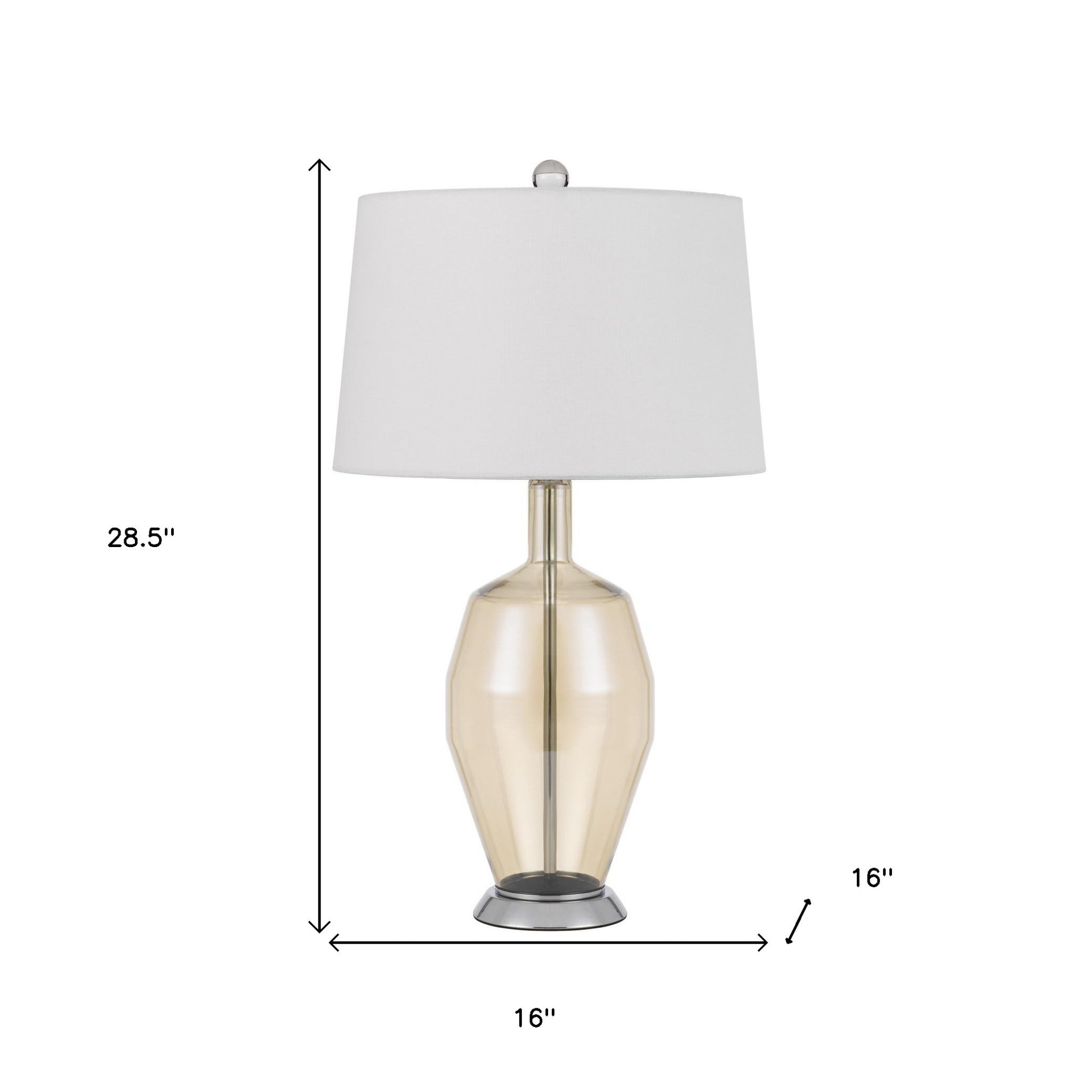 29" Orange Metal Table Lamp With White Drum Shade 