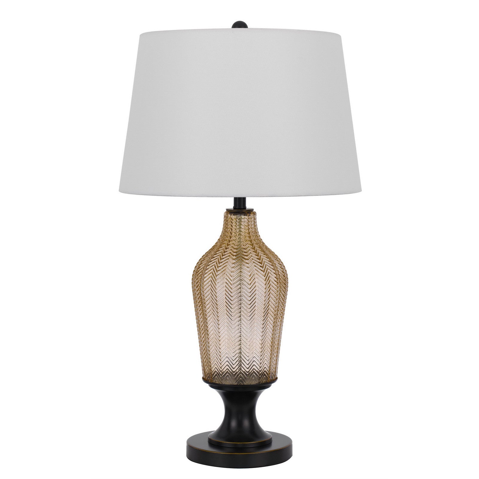 31" Bronze Glass Table Lamp With White Empire Shade