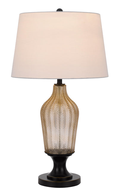 31" Bronze Glass Table Lamp With White Empire Shade 