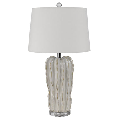 28" Pearl Glass Table Lamp With White Empire Shade 