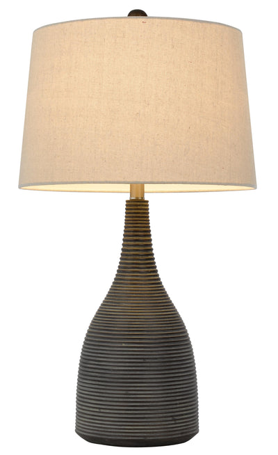 29" Black Ceramic Table Lamp With Beige Empire Shade 