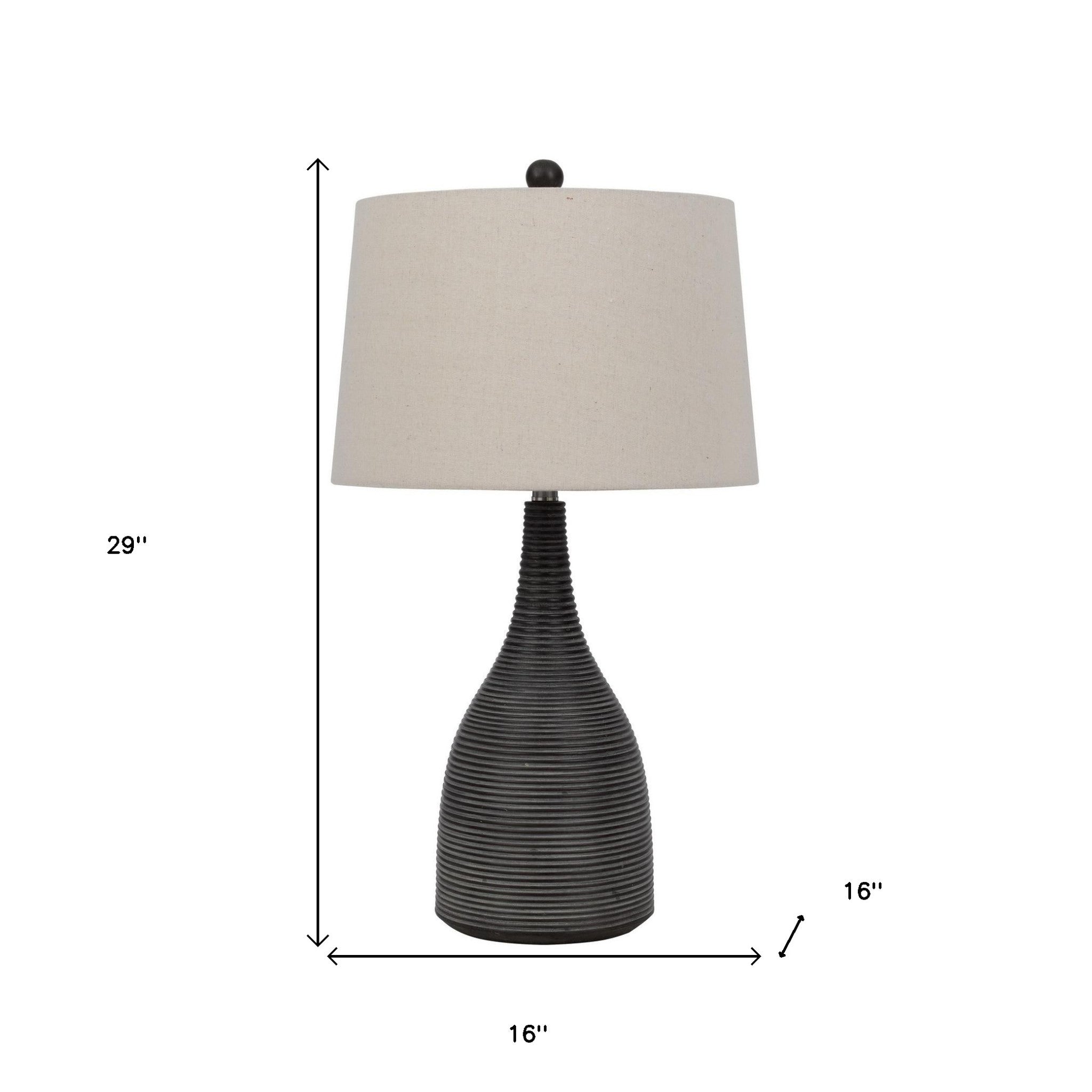 29" Black Ceramic Table Lamp With Beige Empire Shade 