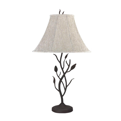33" Black Metal Table Lamp With Gray Bell Shade 