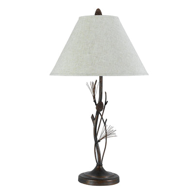 32" Rust Metal Table Lamp With Gray Empire Shade 