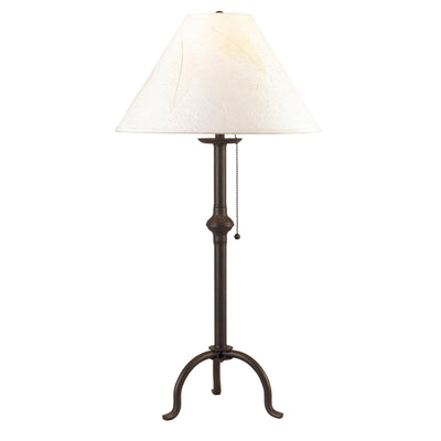 32" Black Metal Table Lamp With Off White Empire Shade 