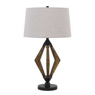 30" Black Metal Table Lamp With Brown Empire Shade 