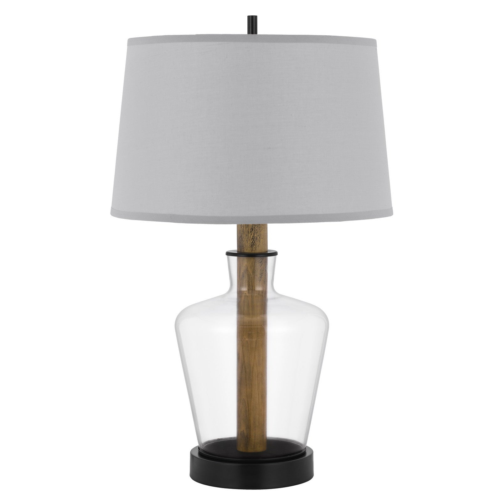 30" Clear Metal Table Lamp With Gray Empire Shade 