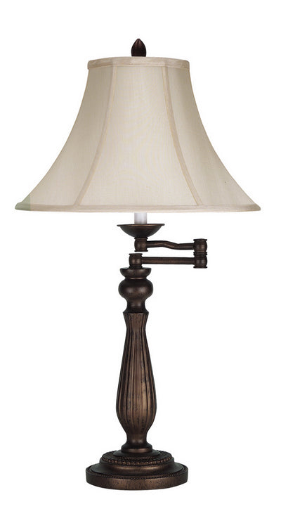 30" Rust Metal Table Lamp With Pearl Bell Shade 