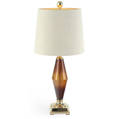 33" Amber Glass LED Table Lamp With Beige Cone Shade 