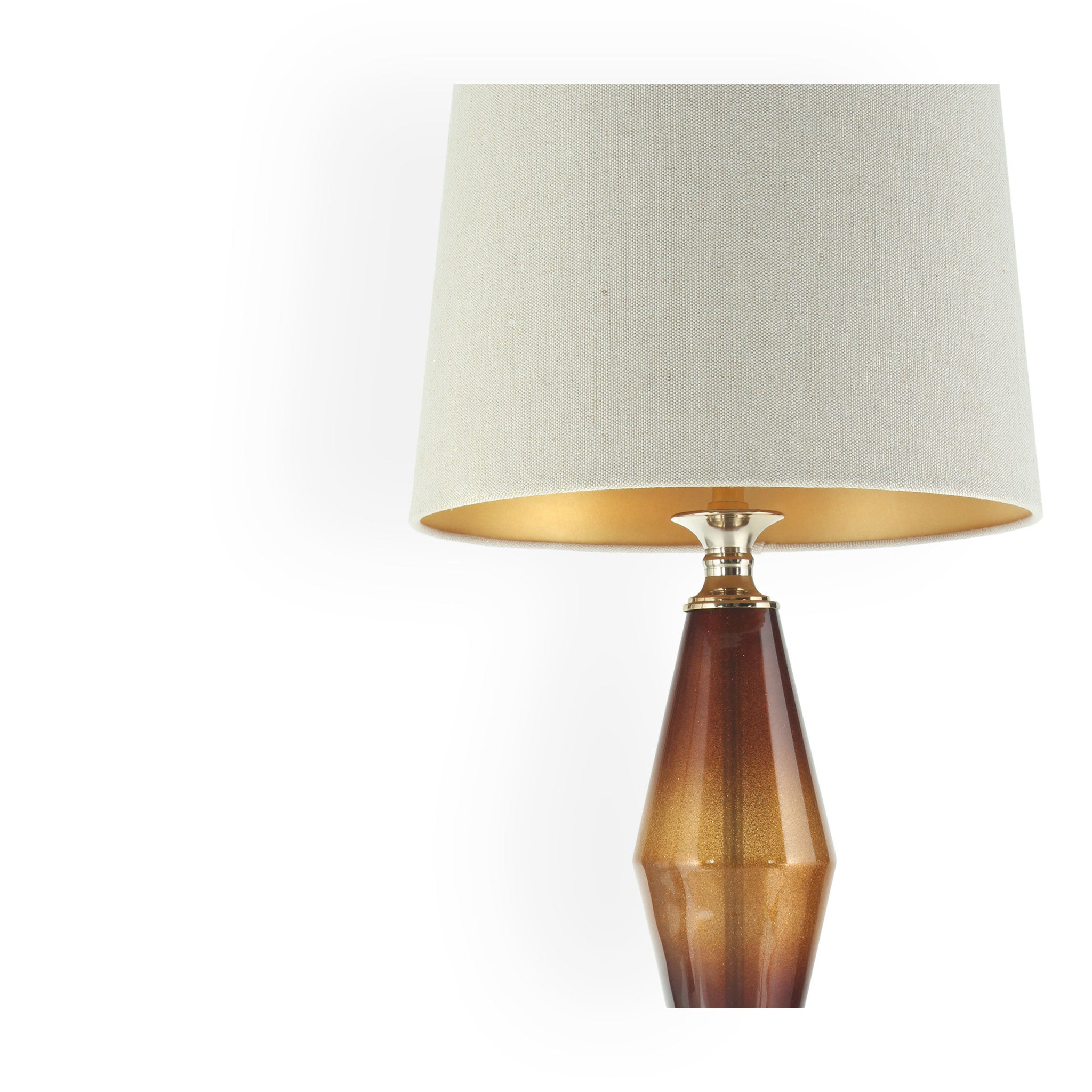 33" Amber Glass LED Table Lamp With Beige Cone Shade