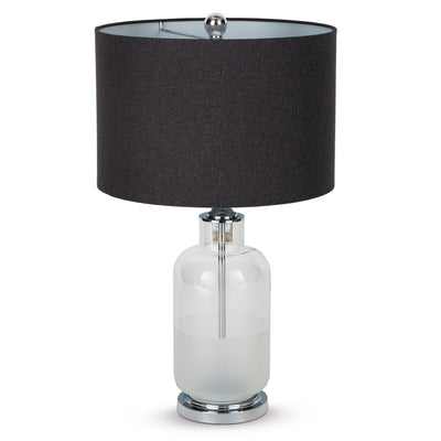 27" Clear Glass LED Table Lamp With Gray Drum Shade 