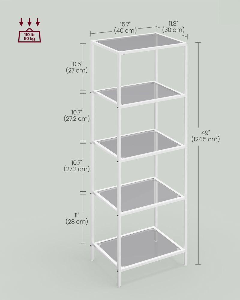 VASAGLE Bookcase, Slim Shelving Unit 