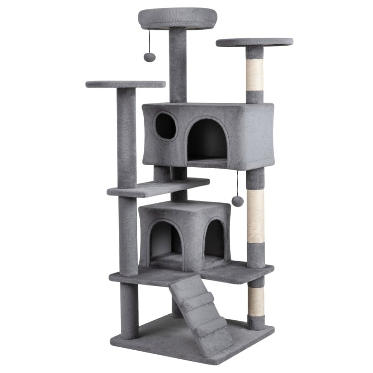 52 Inch Tall Cat Tree Tower for Indoor Cats-Light Gray