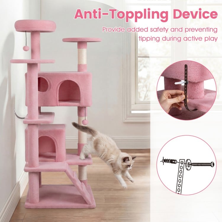 52 Inch Tall Cat Tree Tower for Indoor Cats-Pink