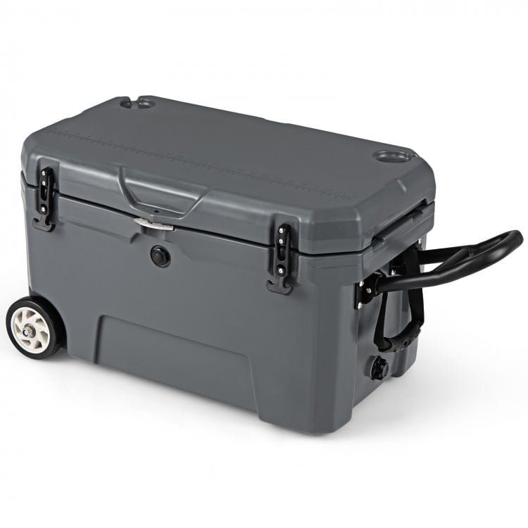52 Quart Portable Hard Cooler with 6-Day Ice Retention and Wheels-Gray