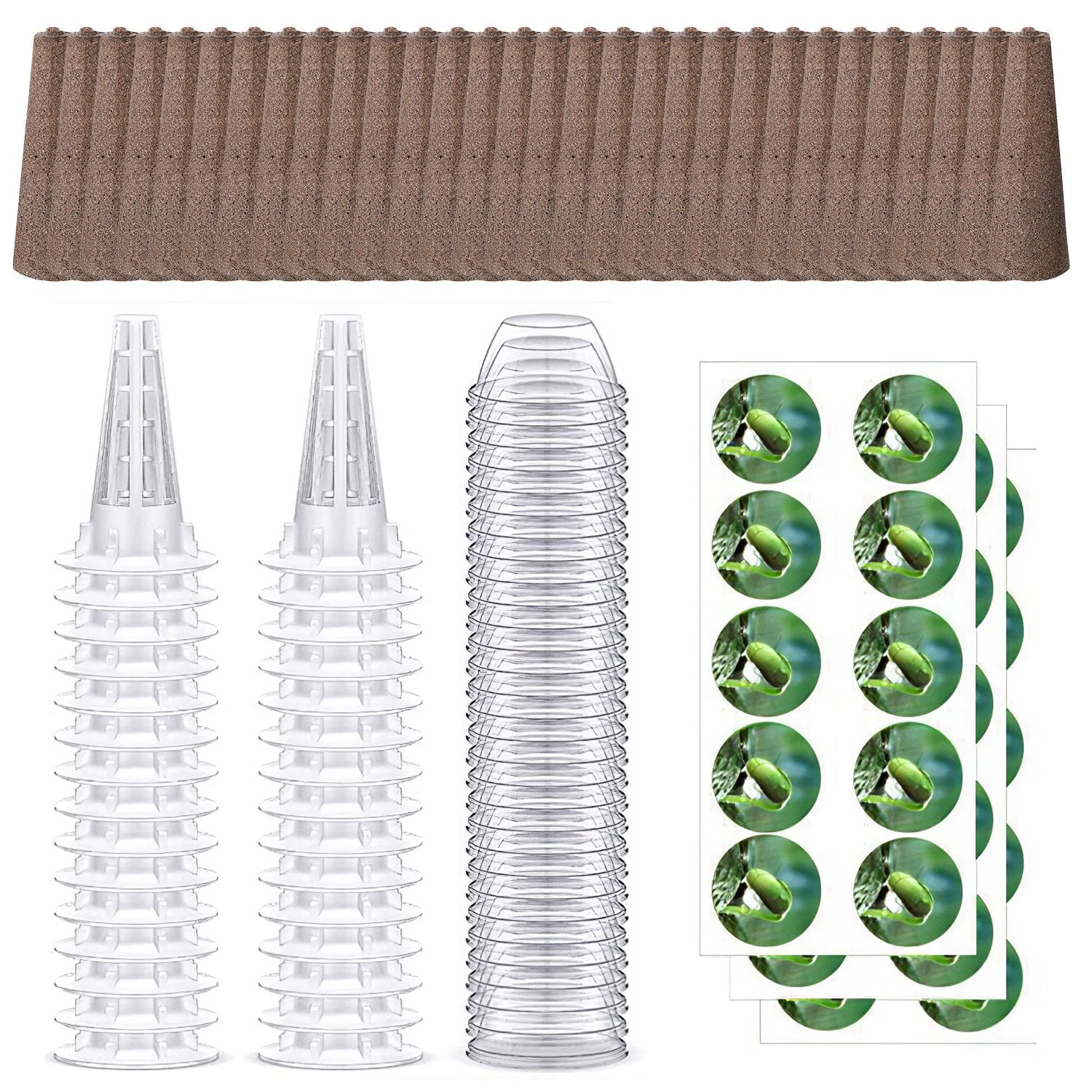 120Pcs Seed Pod Kit Hydroponic Garden Growing Containers Grow Anything Kit with 30Pcs Baskets 30Pcs Lids 30Pcs Sponged 30Pcs Stickers 