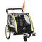 Aosom 2-in-1 Convertible Child Bike Trailer & Stroller Combo Safety Brake Storage Basket Yellow Color Outdoor