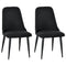 HOMCOM Set of 2 Modern Dining Chairs Black Fabric Upholstered Side Chairs with Metal Legs for Kitchen Living Room Elegance