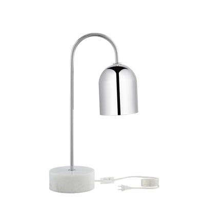 21" Silver Metallic Iron Desk Table Lamp With Silver Metallic Bell Shade 