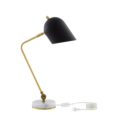 22" Black Iron Desk Table Lamp With Black Bell Shade 